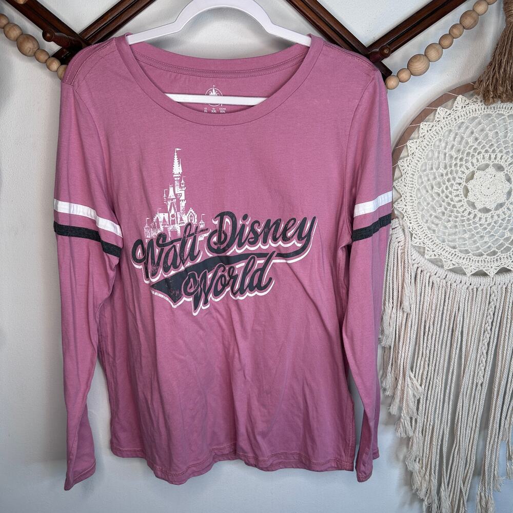 Disney Parks Pink Stripe Sleeve Long Sleeve T